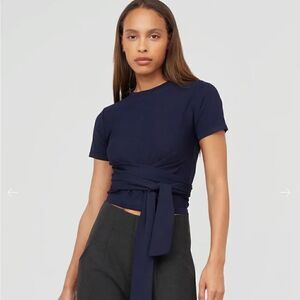 Modern Citizen Cropped Knit Wrap Top